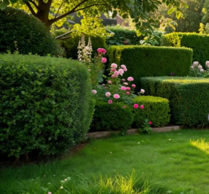 Professional gardener tending a flourishing lawn while a client books online