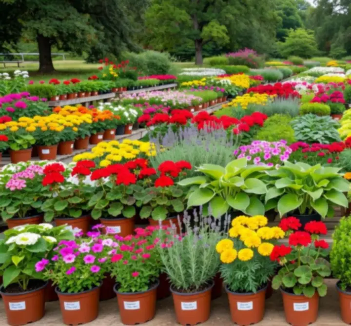 Selection of healthy plants at a specialist nursery